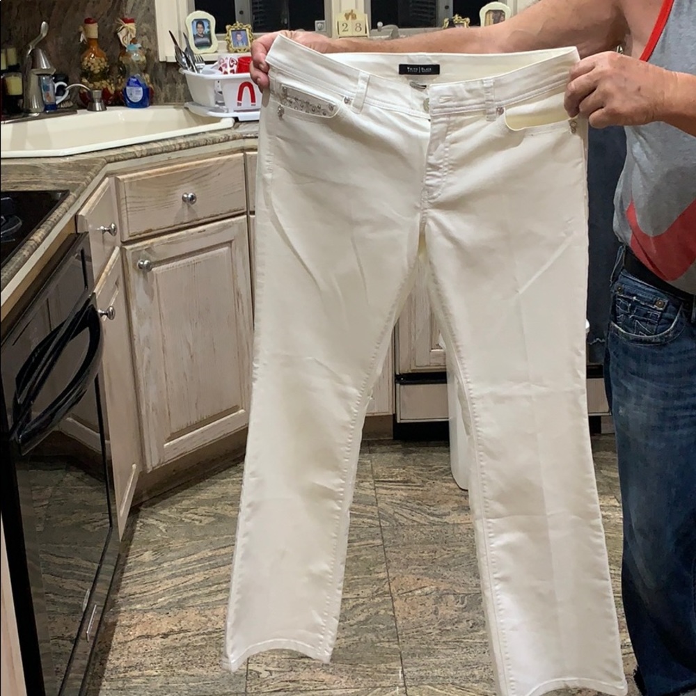 Whbm brand new white bootcut jeans